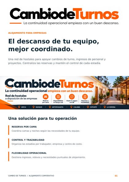 Primera página del brochure de CambiodeTurnos